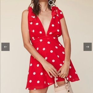 LPA red polka dot mini dress